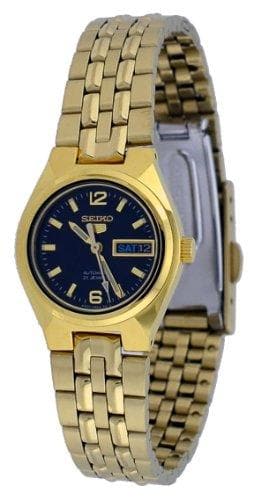 Seiko 5 Classic Ladies Size Black Dial Gold Plated Stainless Steel Strap Watch SYMK38K1 - Diligence1International