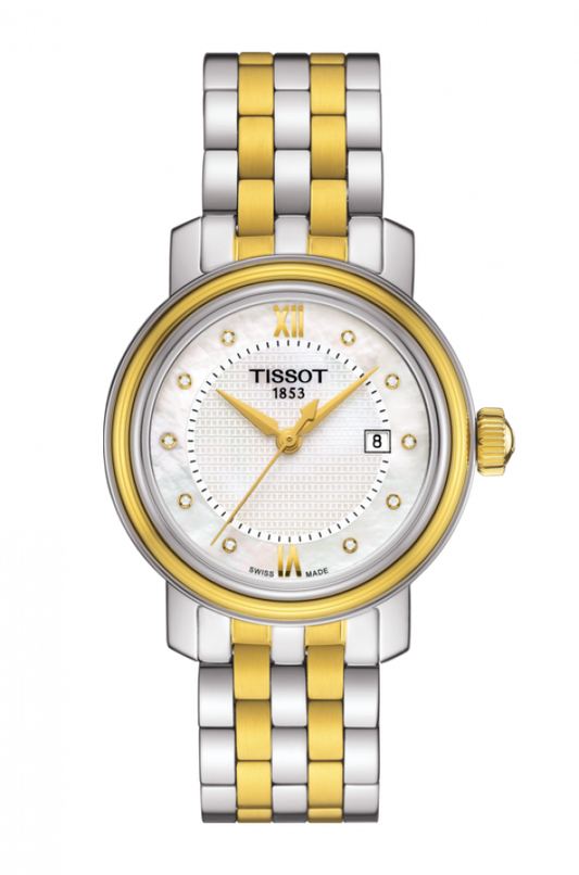 Tissot Swiss Made T-Classic Bridgeport 2 Tone Gold Plated MOP Ladies' Watch T0970102211600