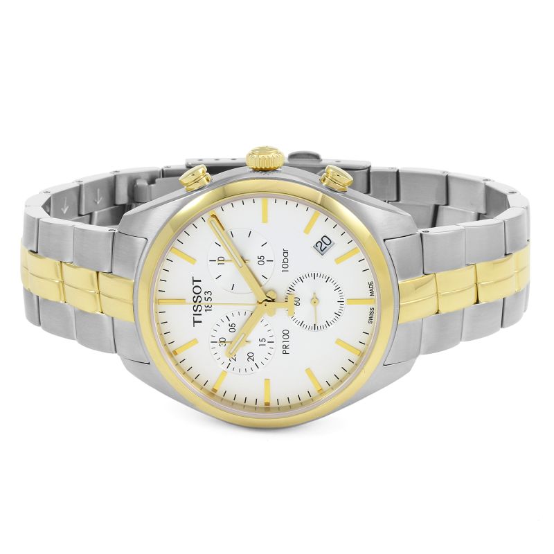 Tissot Swiss Made T-Classic PR100 Chronograph 2 Tone Gold Stainless Steel Men's Watch T1014172203100 - Diligence1International
