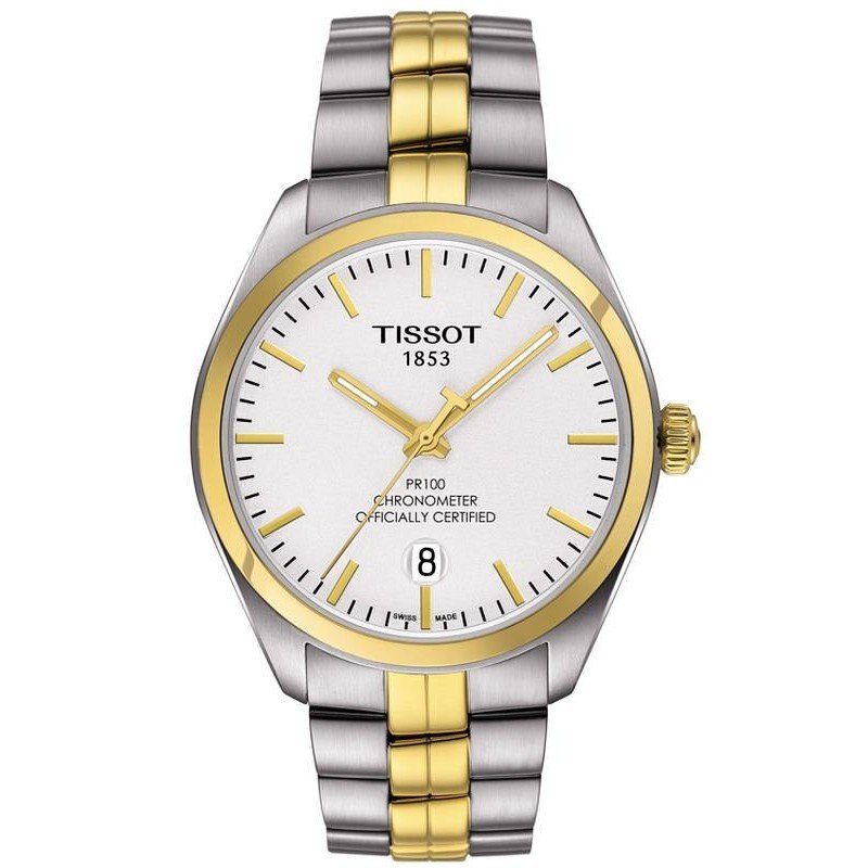 Tissot Swiss Made T-Classic PR100 Chronometer 2 Tone Gold Plated Men's Watch T1014512203100 - Diligence1International