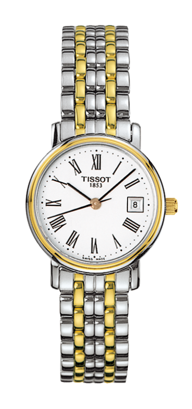Tissot Swiss Made T-Classic Desire 2 Tone Gold Plated Ladies' Watch T52.2.281.13 - Diligence1International