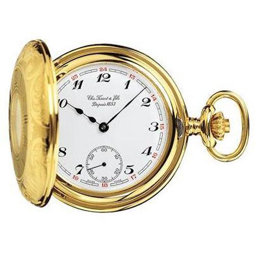 Tissot Swiss Made T-Pocket Savonnette Mechanical White Dial Gold Plated Hunter Case Pocket Watch T83.4.403.12 - Diligence1International