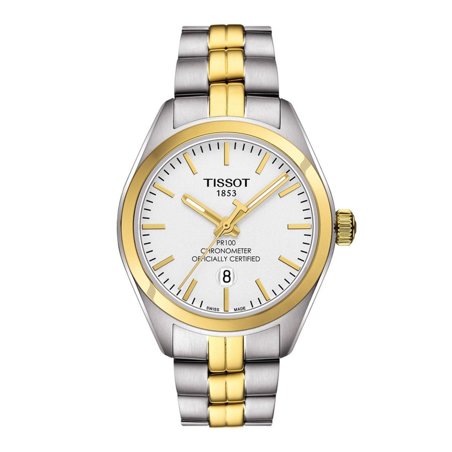 Tissot Swiss Made T-Classic PR100 Chronometer 2 Tone Gold Plated Ladies' Watch T1012512203100 - Diligence1International
