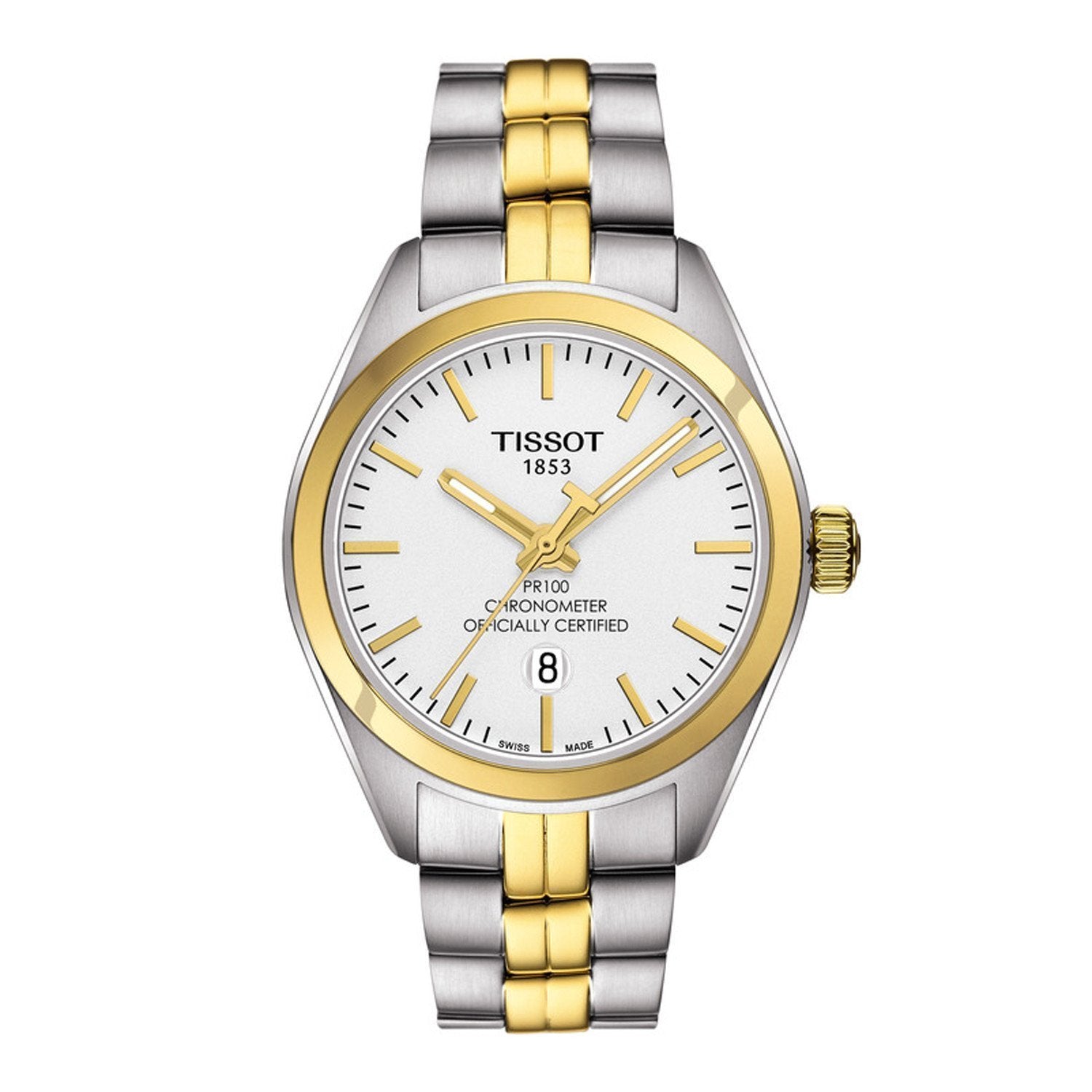 Tissot Swiss Made T-Classic PR100 Chronometer 2 Tone Gold Plated Ladies' Watch T1012512203100 - Diligence1International