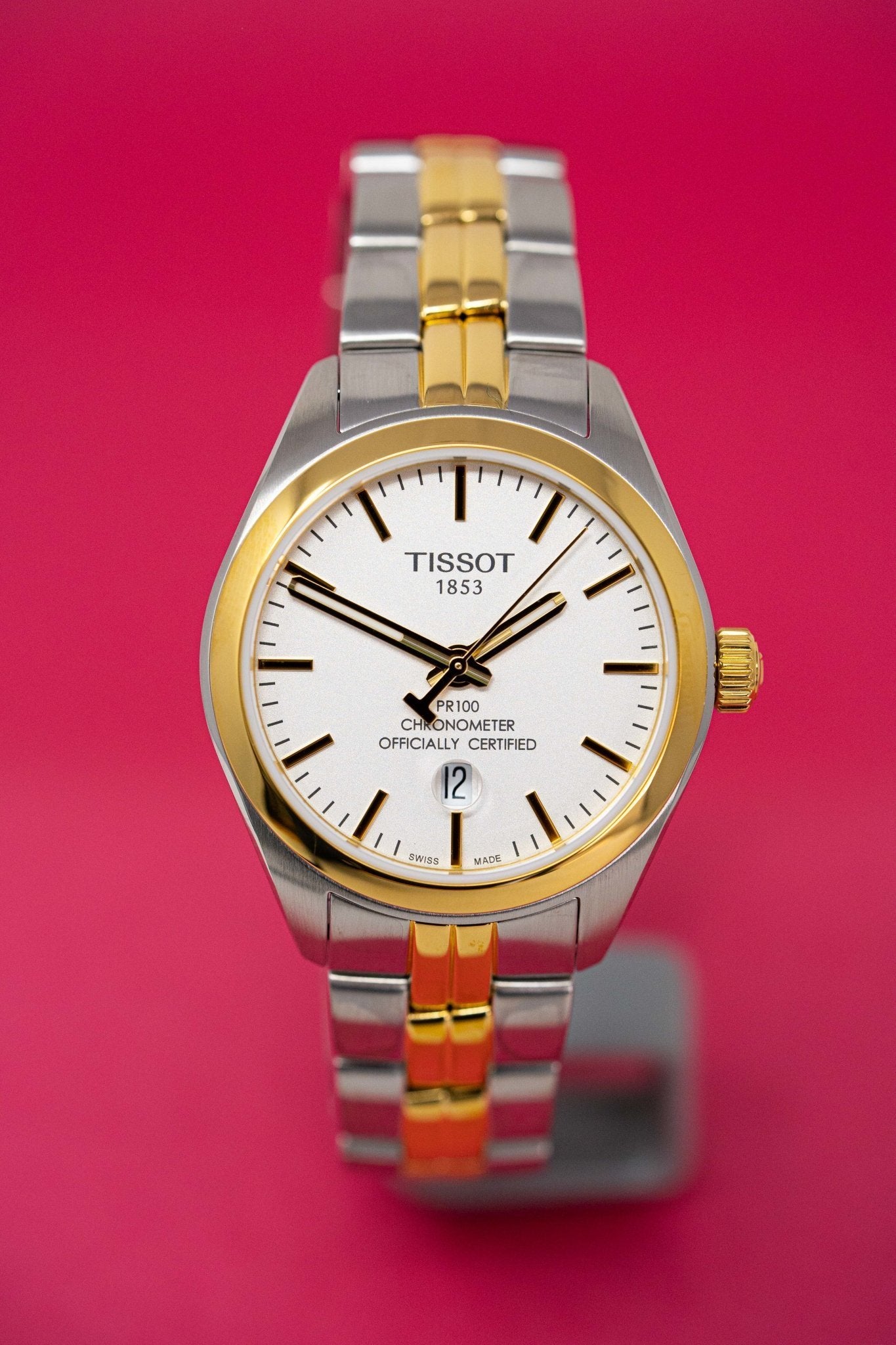 Tissot Swiss Made T-Classic PR100 Chronometer 2 Tone Gold Plated Ladies' Watch T1012512203100 - Diligence1International