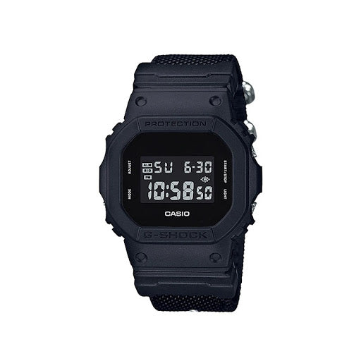 Casio G-Shock Standard Digital ALL Black LCD Nylon Fabric Band Watch DW5600BBN-1DR - Diligence1International