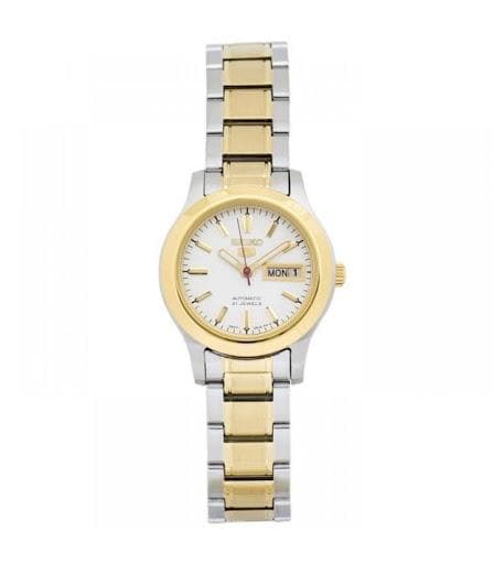 Seiko 5 Classic Ladies Size White Dial 2 Tone Gold Plated Stainless Steel Strap Watch SYMD90K1 - Diligence1International