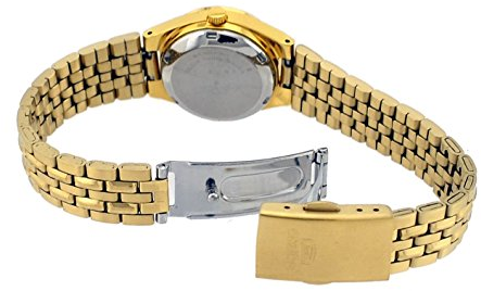 Seiko 5 Classic Ladies Size Black Dial Gold Plated Stainless Steel Strap Watch SYMK38K1 - Diligence1International