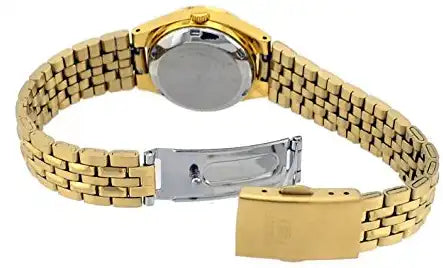 Seiko 5 Classic Ladies Size Black Dial Gold Plated Stainless Steel Strap Watch SYMK38K1 - Diligence1International