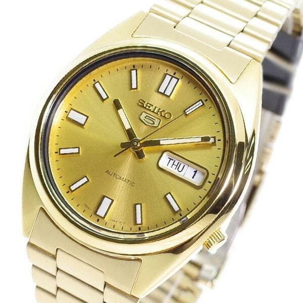 Seiko 5 Classic Mens Size Gold Dial & Plated Stainless Steel Strap Watch SNXS80K1 - Diligence1International