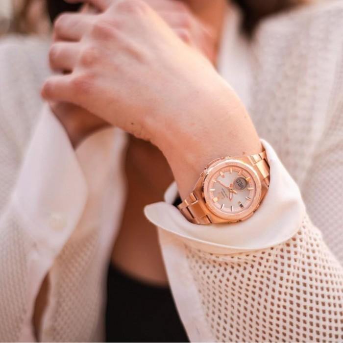 Casio Baby-G G-MS Anadigi Rose Gold Plated Silver Dial Watch MSG-S200DG-4ADR - Diligence1International