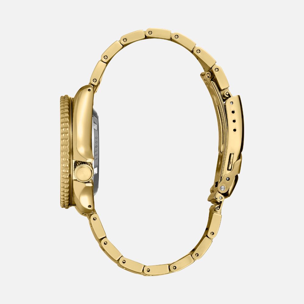 Seiko 5 Sports 100M U.S. Special Black Bezel Blue Dial Gold Plated Stainless Steel Watch SRPK20 J1