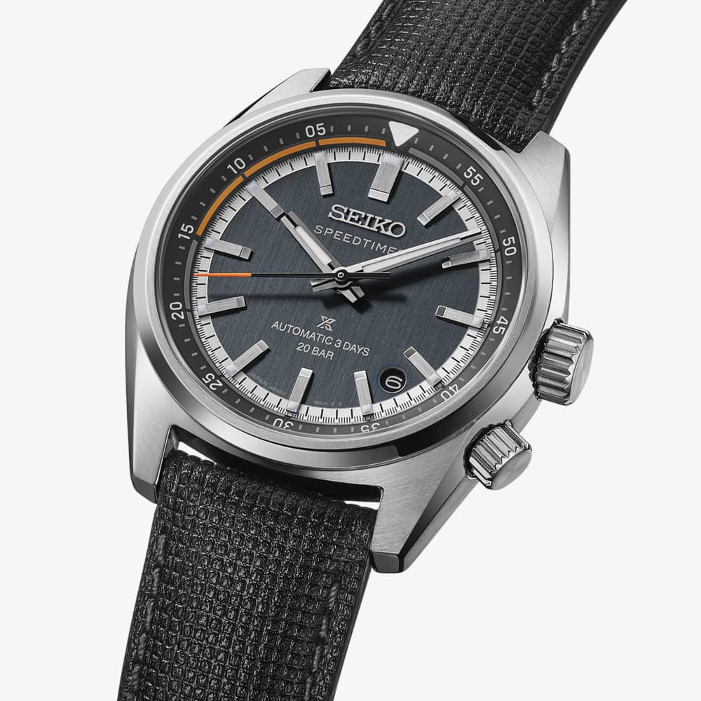 Seiko Prospex Speedtimer Automatic Black Men's Leather Strap Watch HBC004J1