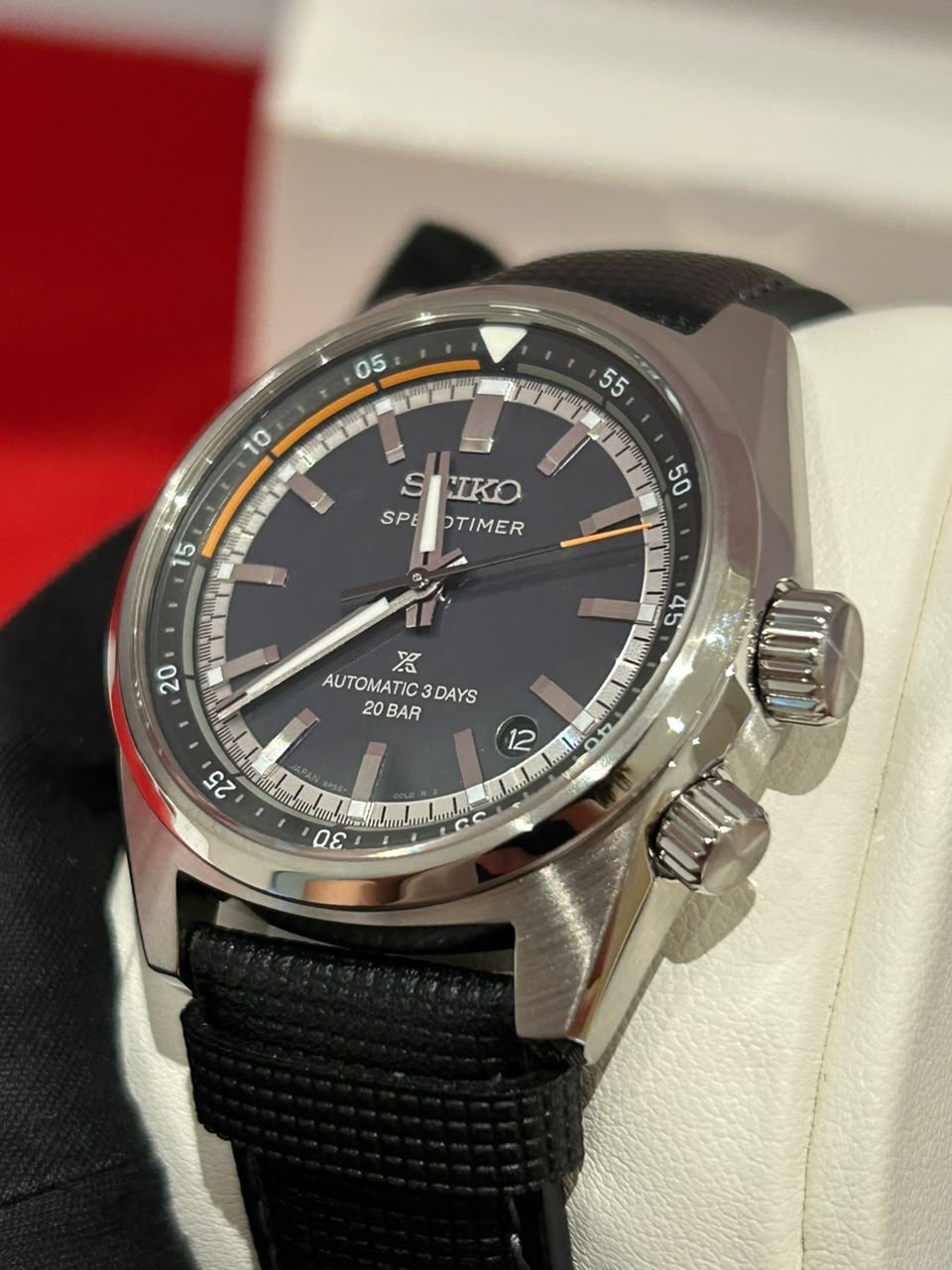 Seiko Prospex Speedtimer Automatic Black Men's Leather Strap Watch HBC004J1