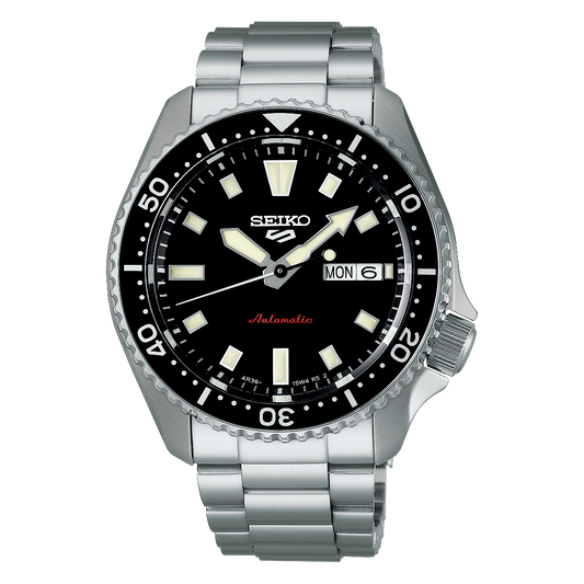 Seiko 5 100M Kuro Black Dial Automatic Stainless Steel Watch SRPL85K1