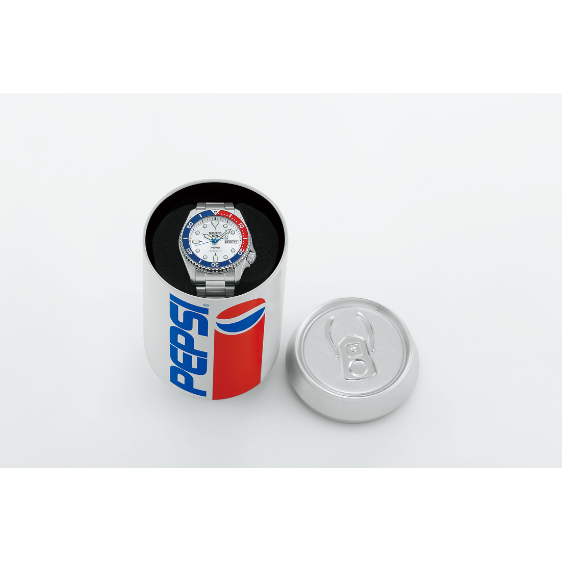 Seiko 5 100M SKX Style Boy Size 38mm Pepsi LE Silver Sunburst Dial Automatic Watch SRPL99K1
