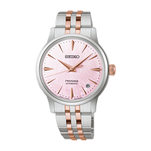 Seiko Japan Made Presage Cocktail Time LE "Sakura Aviation" Ladies' 2-Tone Rose Gold-Plated Stainless Steel  SRPM06J1