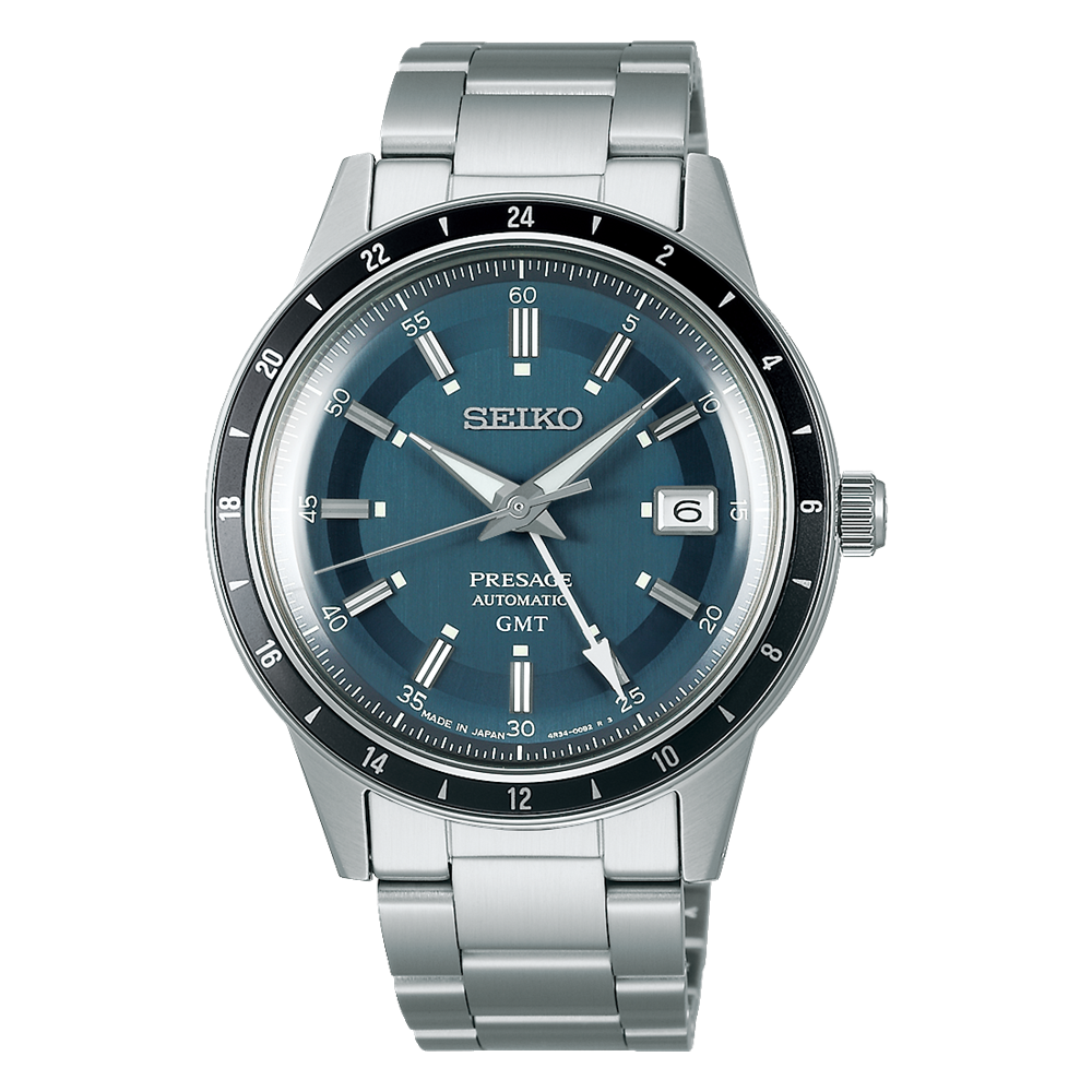 Seiko Presage Style 60 Teal Green Dial GMT Men's Stainless Steel Strap Watch SSK009J1