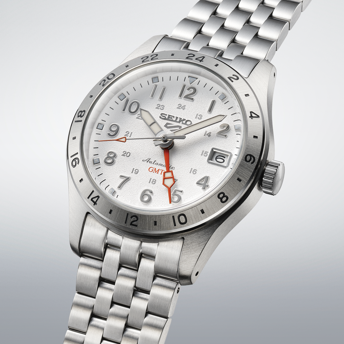Seiko 5 Sports 100M GMT Style White Dial Automatic Watch SSK059K1