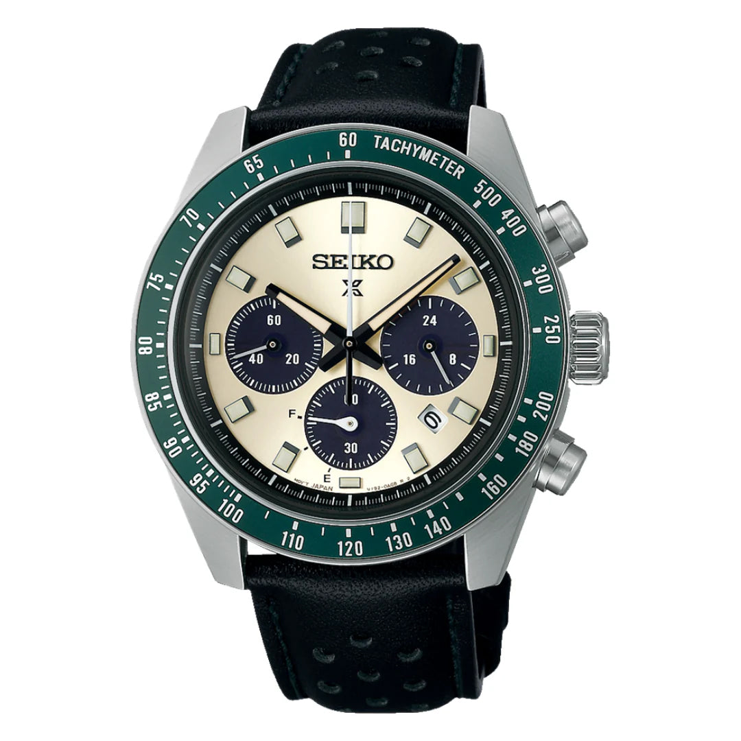 Seiko Prospex Solar Men's Chronograph Leather Watch SSC943P1 Racing Sports Green