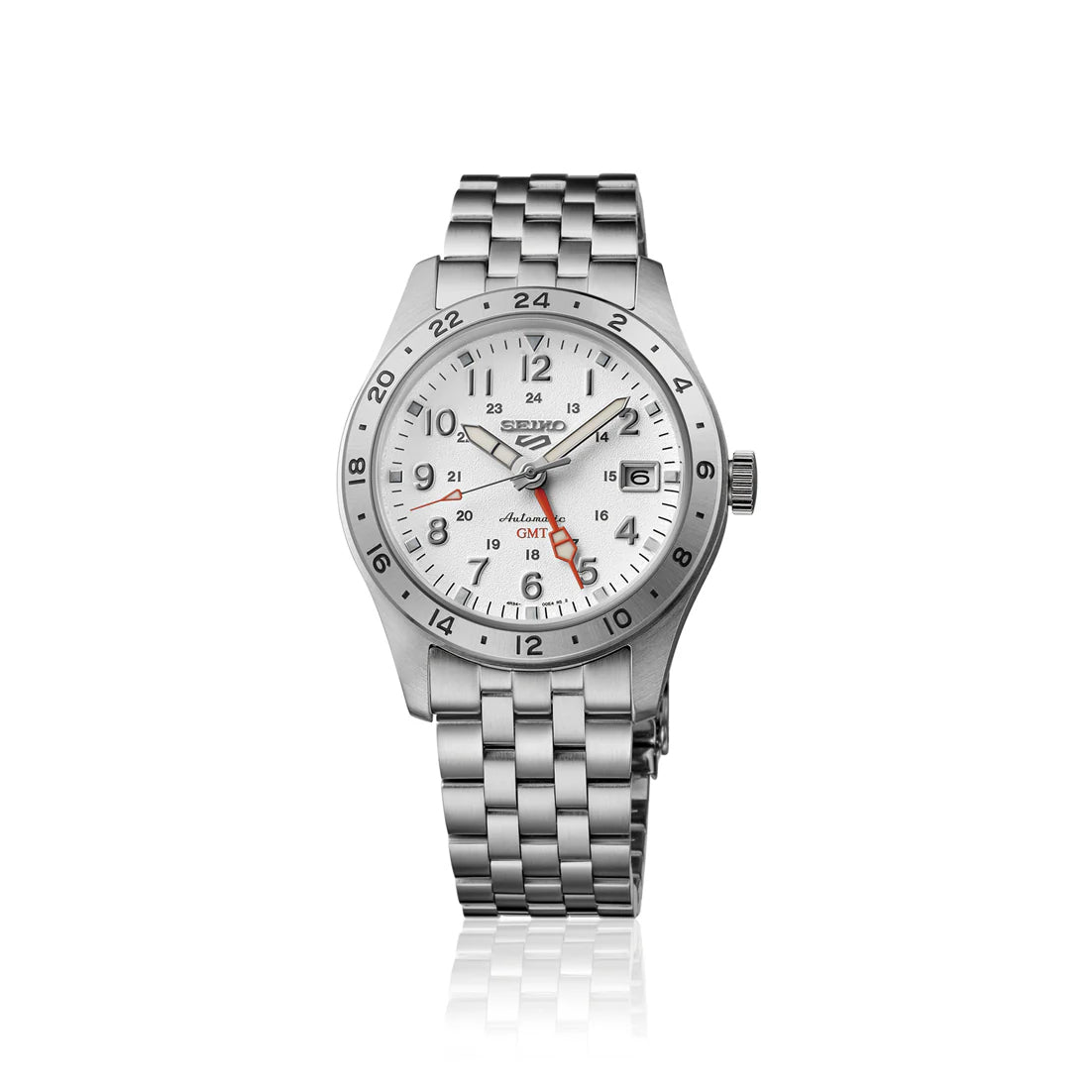 Seiko 5 Sports 100M GMT Style White Dial Automatic Watch SSK059K1