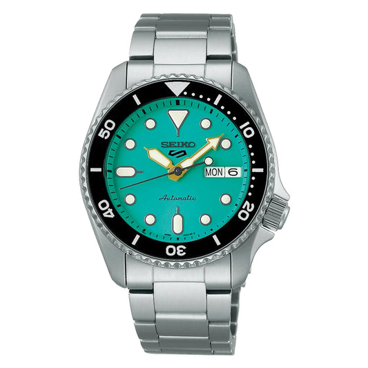 Seiko 5 100M SKX Style Boy Size 38mm Teal Blue Turquoise Dial Automatic Watch SRPK33K1