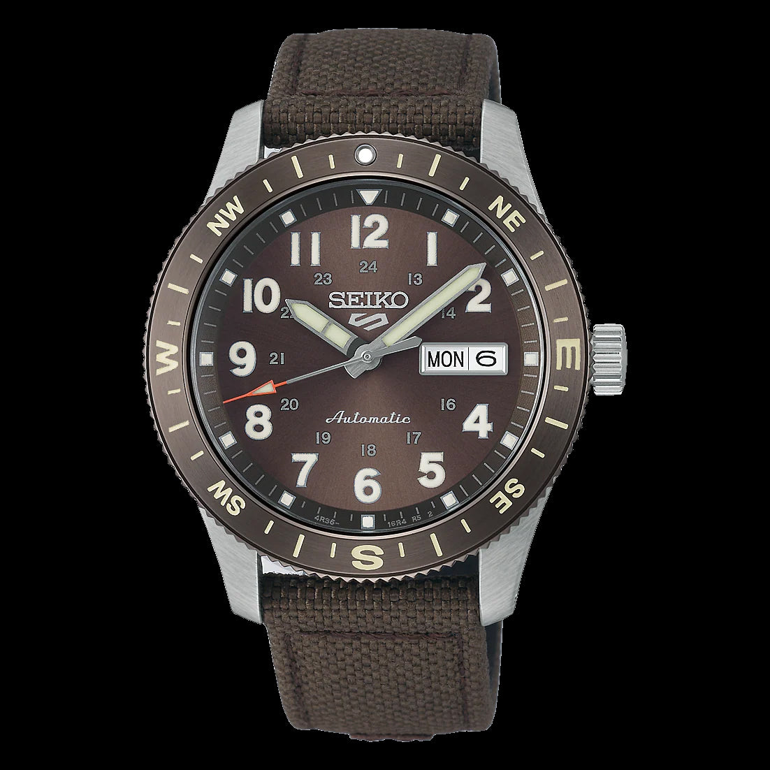 Seiko 5 Sports Field Series 100M Automatic Men's Watch Brown Earth-Tone Nylon Strap HDB009K1