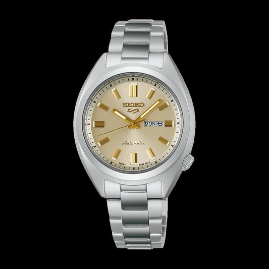 Seiko 5 Sports 100M SNXS Reissue Champagne Gold Dial Automatic Stainless Steel Ladies Watch SRE023K1