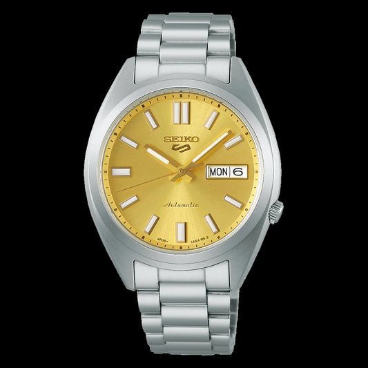 Seiko 5 Sports 100M SNXS Reissue Gold Cufflinks Automatic Stainless Steel Watch SRPL59K1