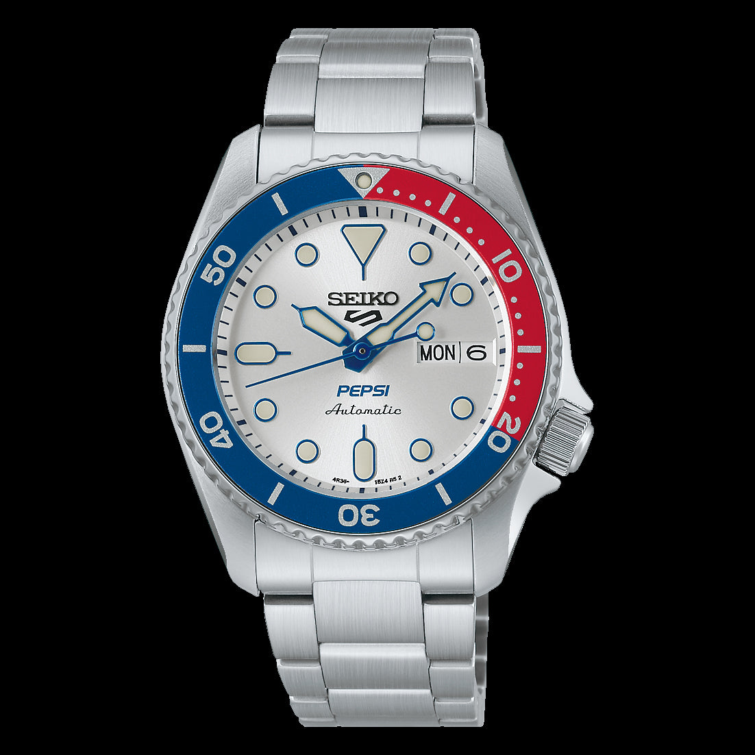 Seiko 5 100M SKX Style Boy Size 38mm Pepsi LE Silver Sunburst Dial Automatic Watch SRPL99K1