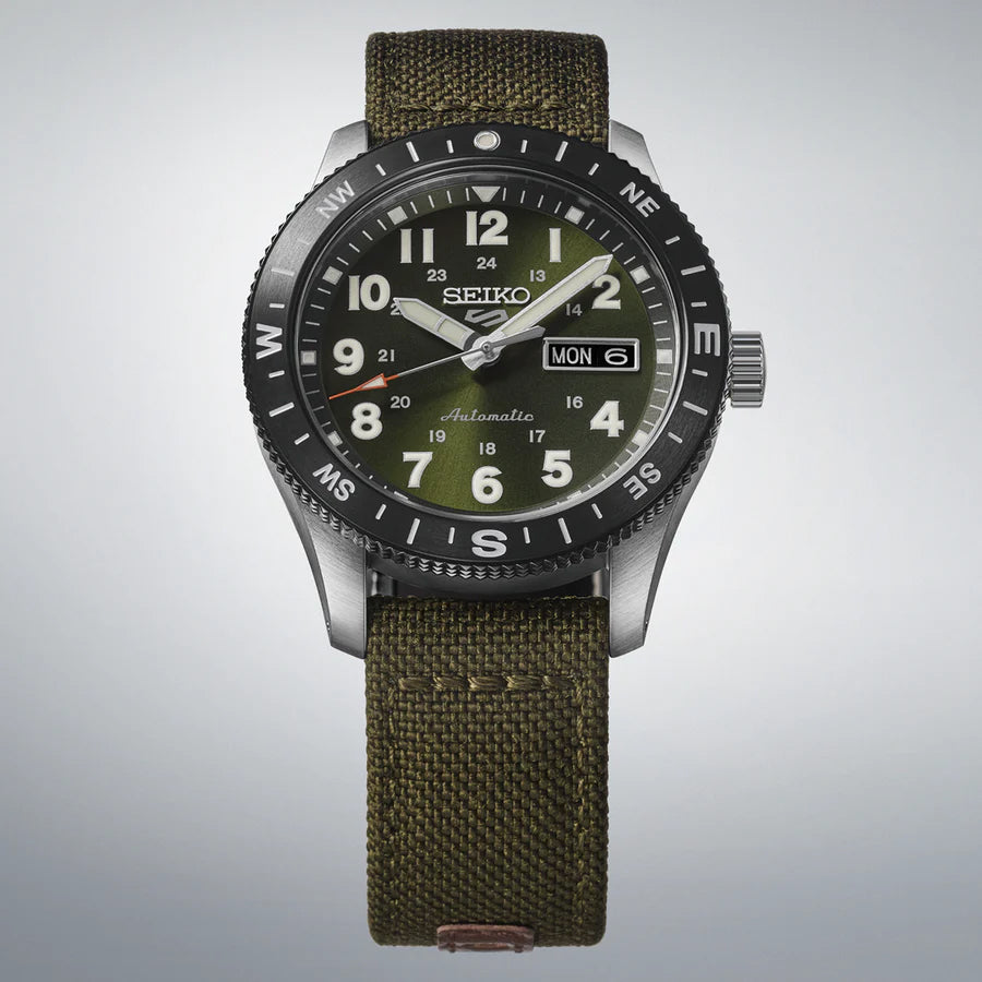 Seiko 5 Sports Field Series 100M Automatic Men's Watch Military Green Nylon Strap HDB008K1