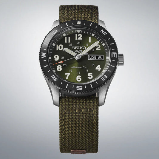 Seiko 5 Sports Field Series 100M Automatic Men's Watch Military Green Nylon Strap HDB008K1
