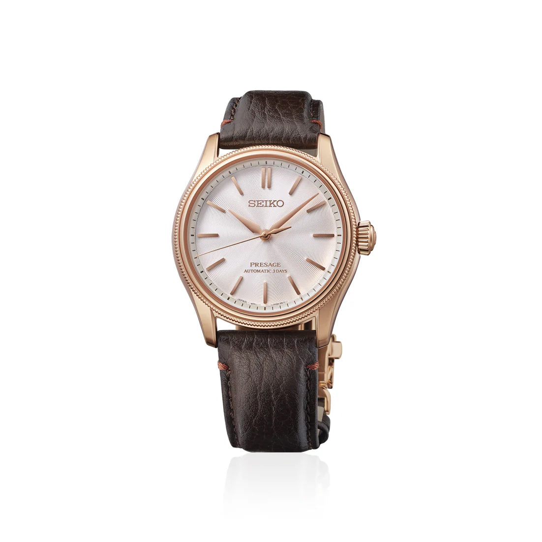 Seiko Presage "Tomioka Silk Promotion Organization" LE Classic Series Rose Gold Plated Mid Size Men's Leather Strap Watch HCC008J1