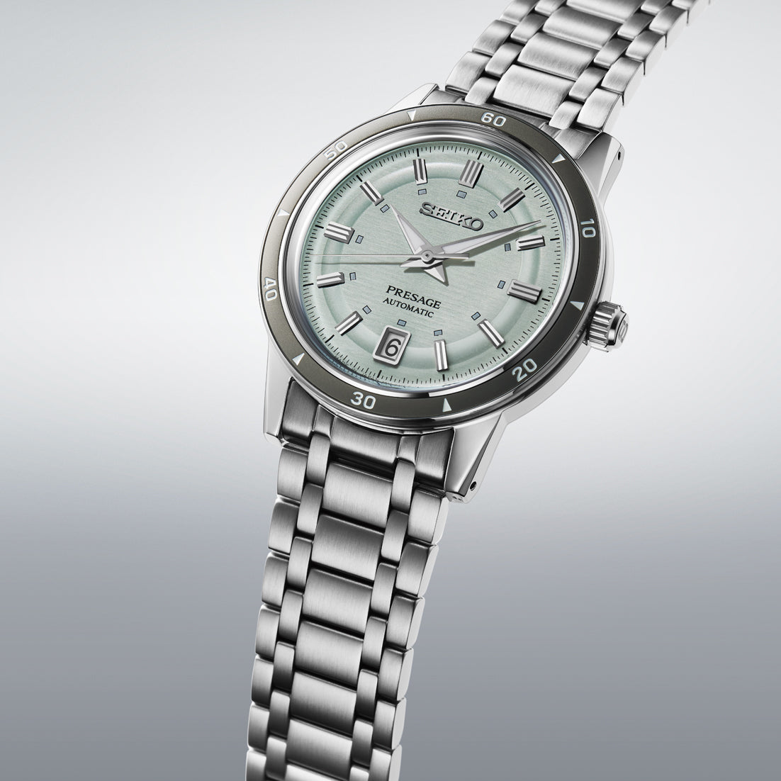 Seiko Presage Style 60 Ice Green Men's Stainless Steel Strap Watch SRPL71J1
