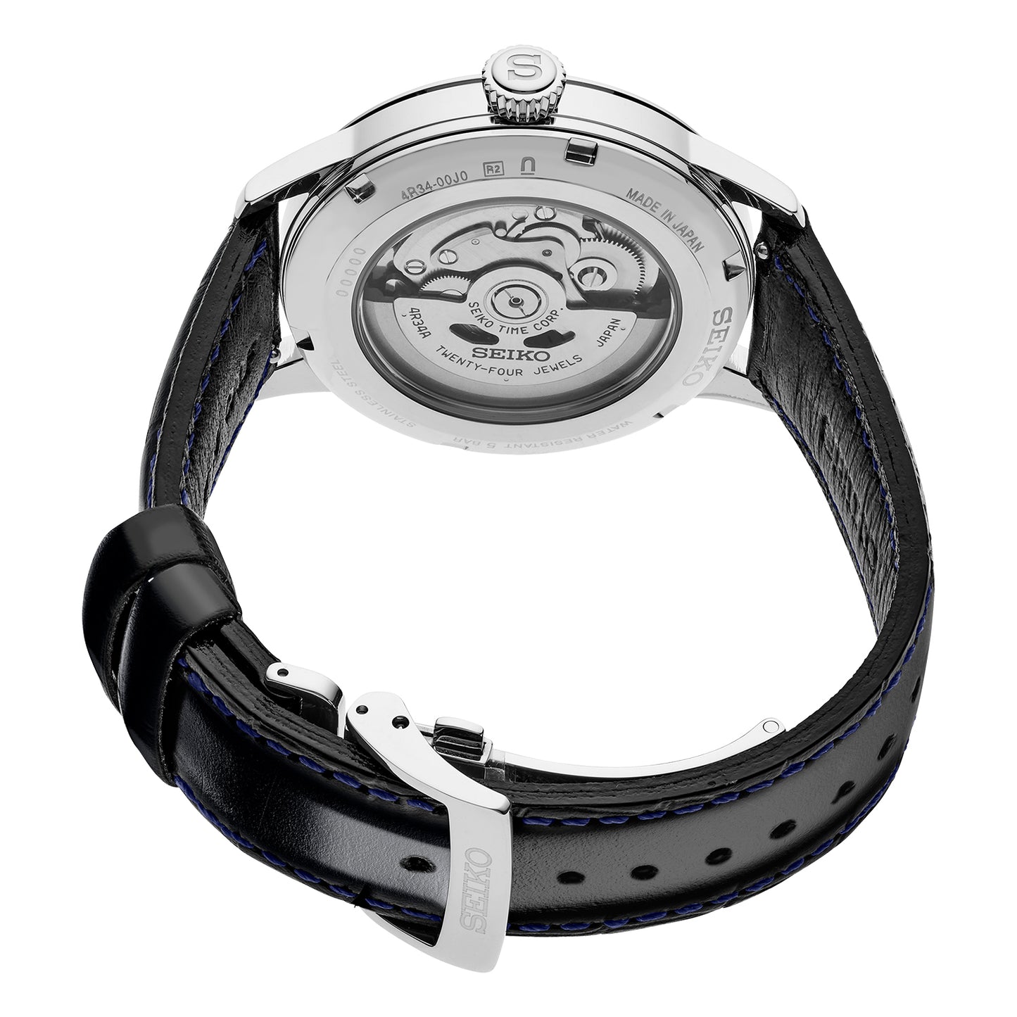 Seiko Japan Made Presage GMT Cocktail Silver Bullet Men's Leather Strap Watch SSK049J1