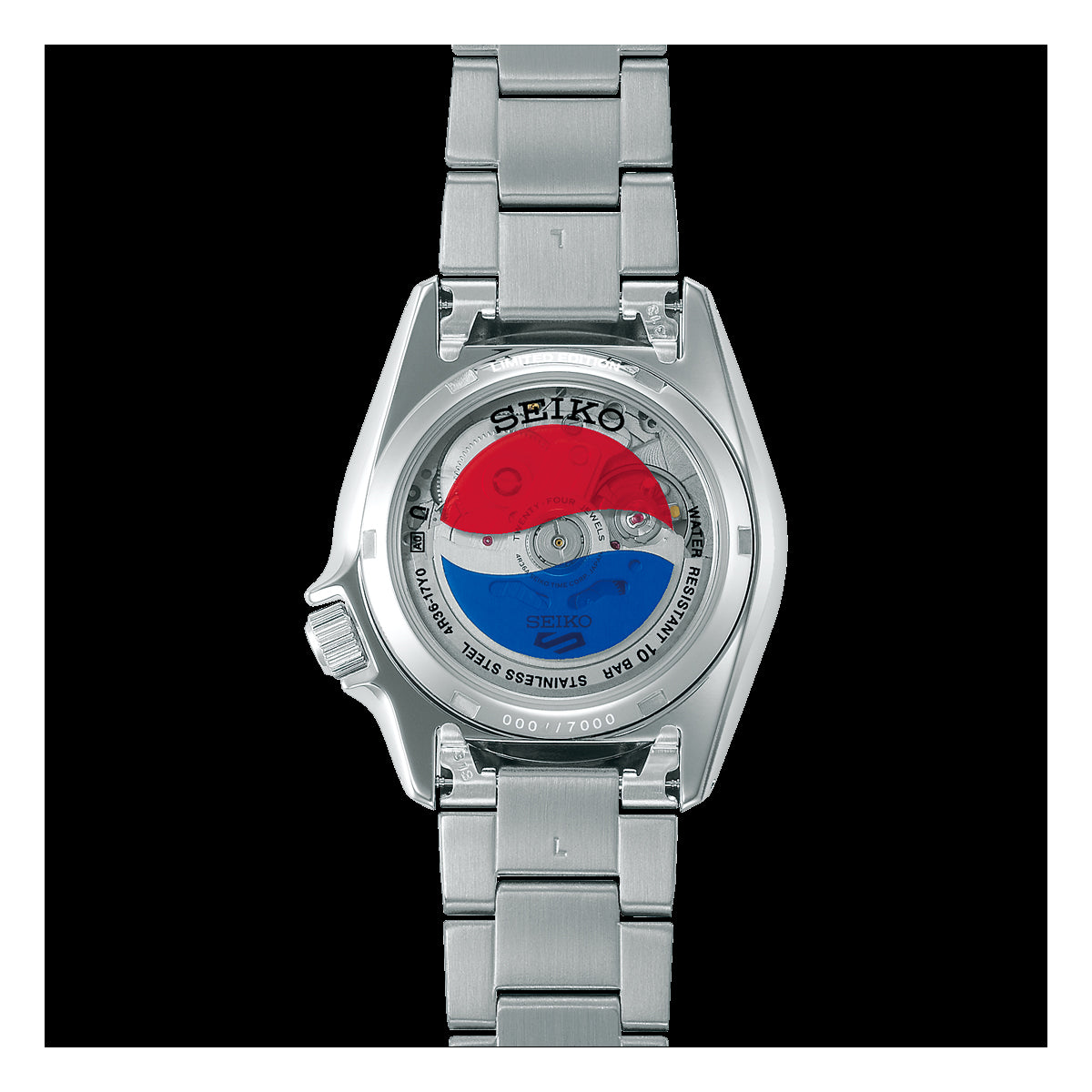 Seiko 5 100M SKX Style Boy Size 38mm Pepsi LE Silver Sunburst Dial Automatic Watch SRPL99K1