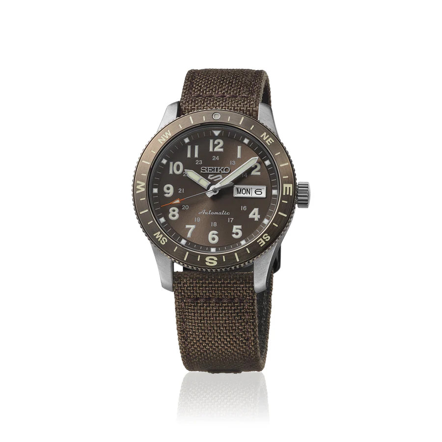 Seiko 5 Sports Field Series 100M Automatic Men's Watch Brown Earth-Tone Nylon Strap HDB009K1