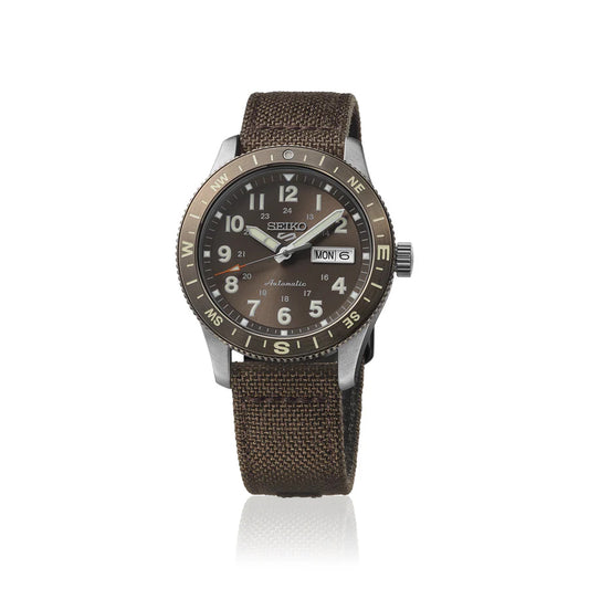 Seiko 5 Sports Field Series 100M Automatic Men's Watch Brown Earth-Tone Nylon Strap HDB009K1