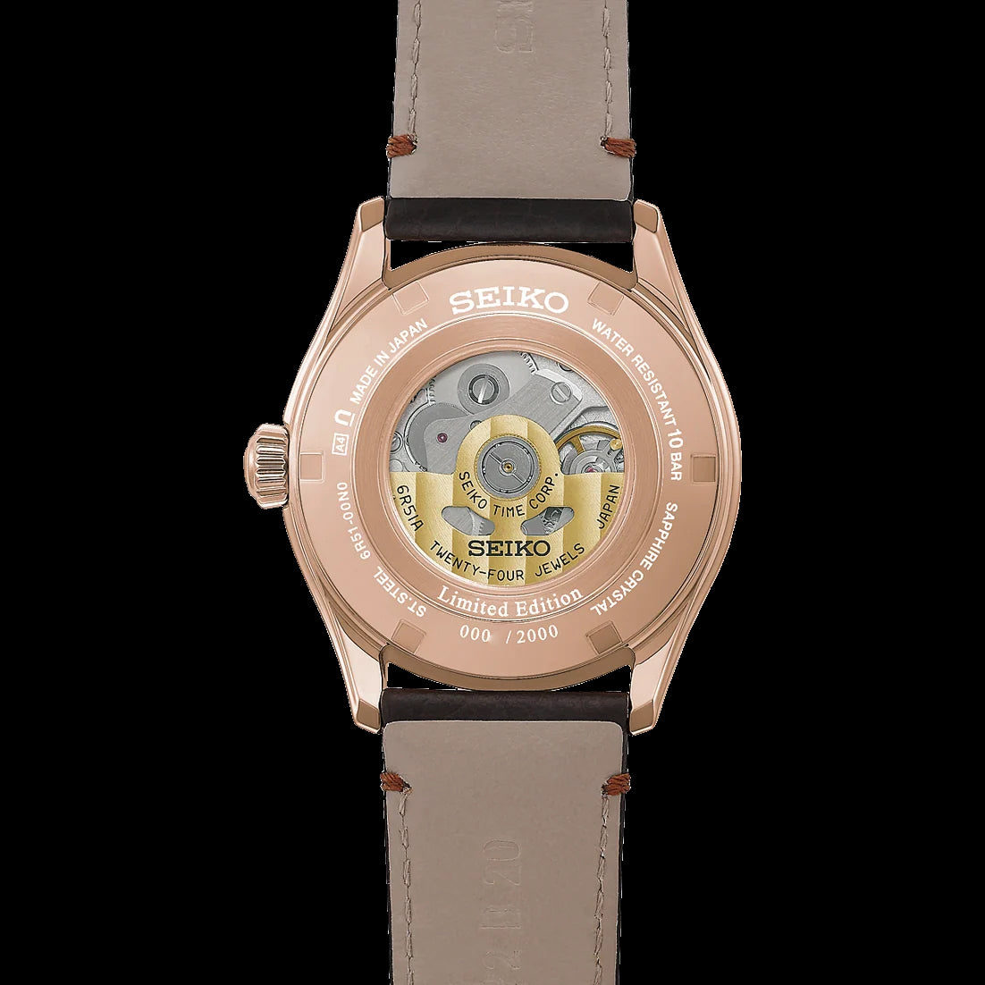 Seiko Presage "Tomioka Silk Promotion Organization" LE Classic Series Rose Gold Plated Mid Size Men's Leather Strap Watch HCC008J1