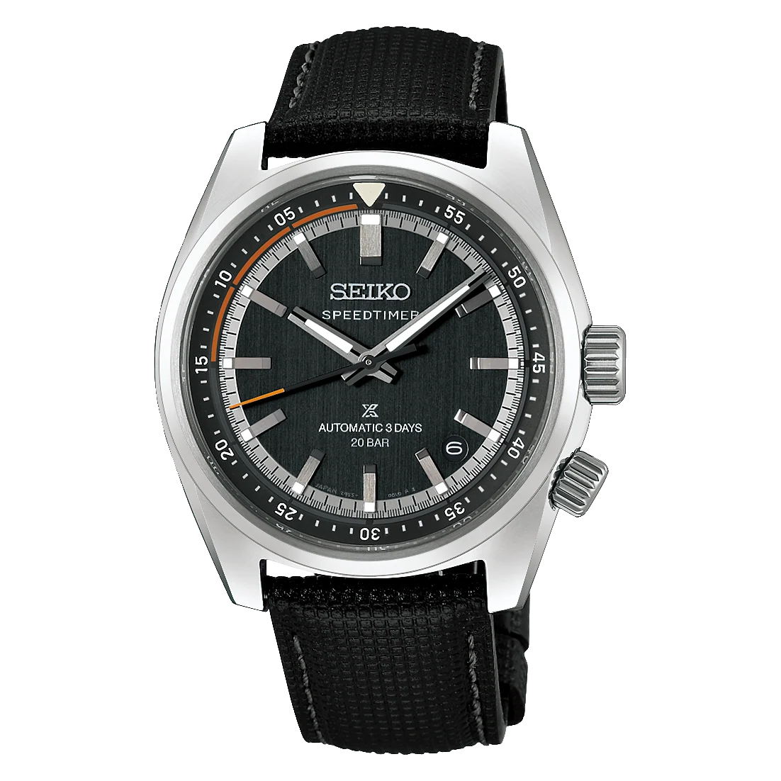 Seiko Prospex Speedtimer Automatic Black Men's Leather Strap Watch HBC004J1