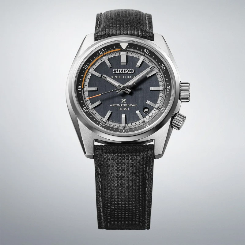 Seiko Prospex Speedtimer Automatic Black Men's Leather Strap Watch HBC004J1