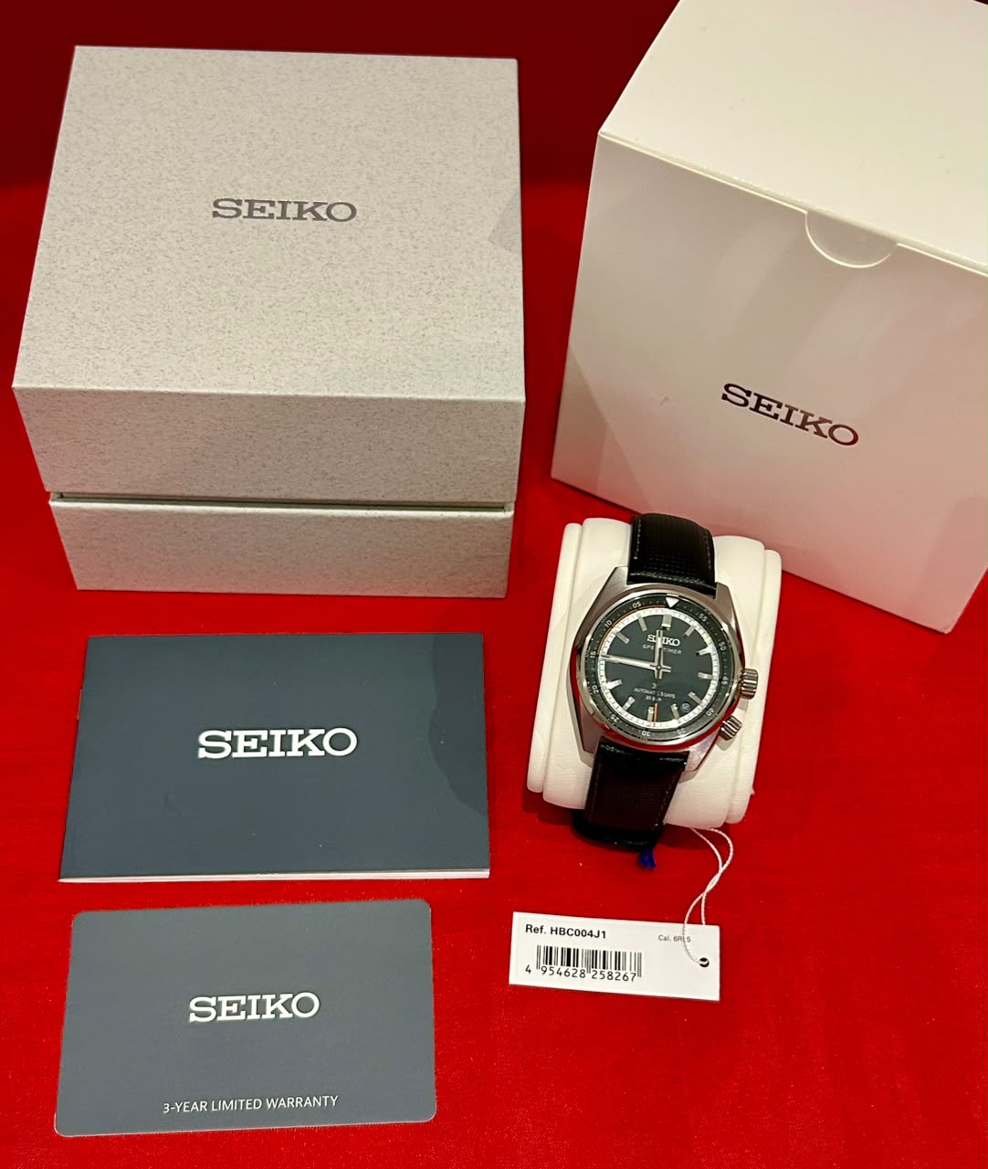 Seiko Prospex Speedtimer Automatic Black Men's Leather Strap Watch HBC004J1