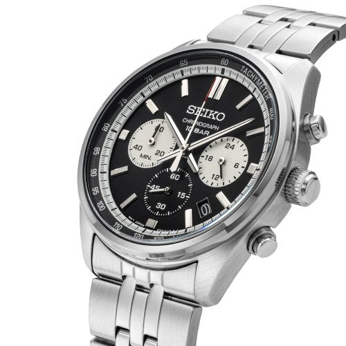 Seiko Chronograph Classic Men's Stainless Steel Watch SSB429P1 Black and White
