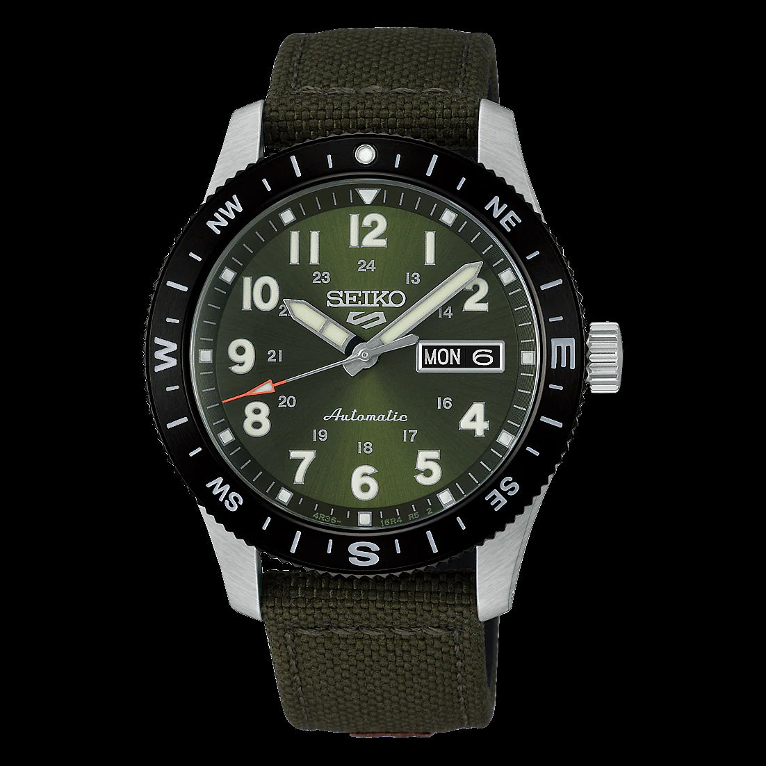 Seiko 5 Sports Field Series 100M Automatic Men's Watch Military Green Nylon Strap HDB008K1