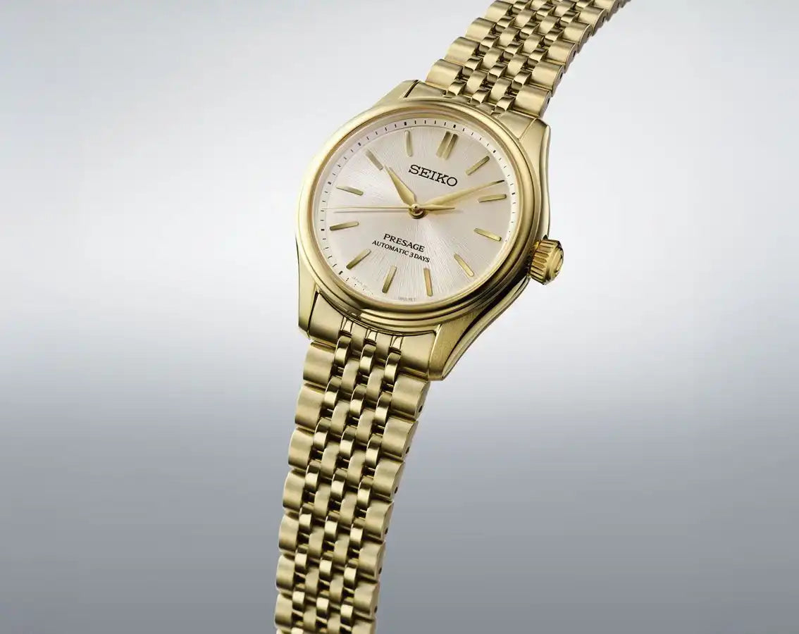 Seiko Presage Shiro-iro Classic Series Gold Plated Mid Size Men's Watch SPB524J1