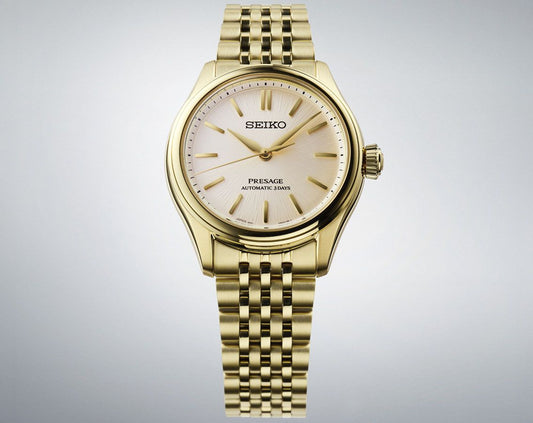 Seiko Presage Shiro-iro Classic Series Gold Plated Mid Size Men's Watch SPB524J1