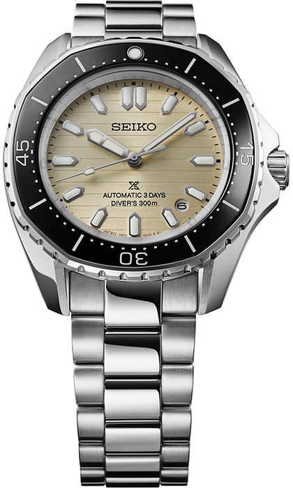 Seiko Prospex 300m Diver's Oddly Octagon Ivory White Men's Stainless Steel Watch SPB481J1