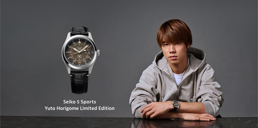 Seiko 5 100M Sports Flieger Suit Style Yuto Horigome LE Leather Strap Watch SRPL31K1