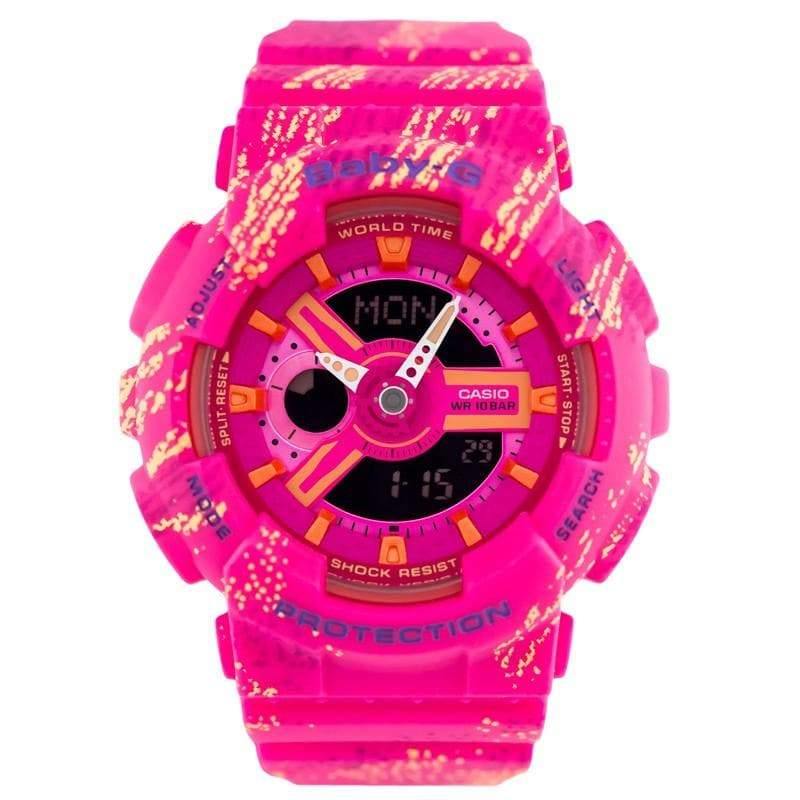 Casio Baby-G BA110 Tandem Series Anadigi Neon Pink x Multicolor Watch BA110TX-4ADR - Diligence1International