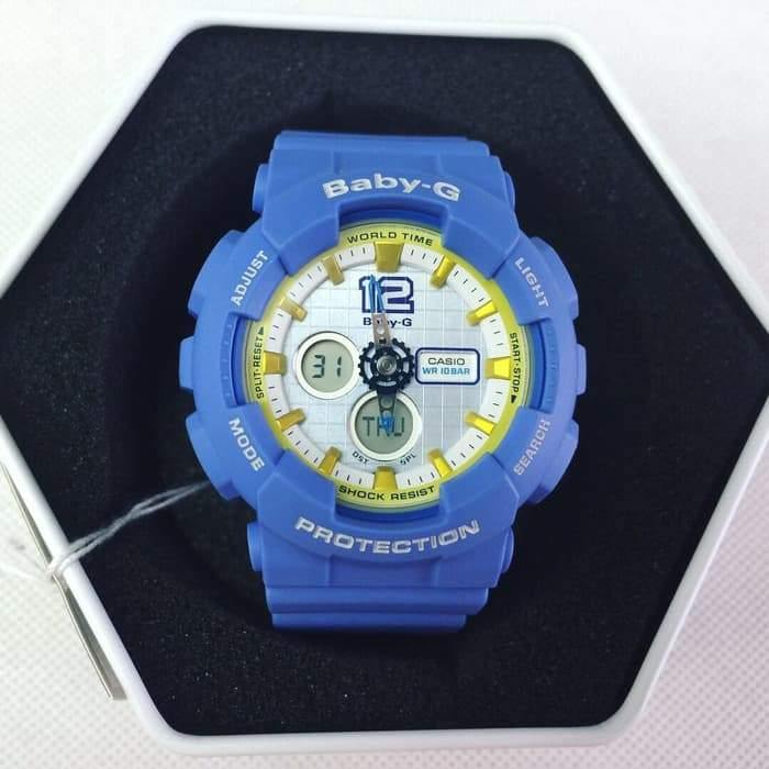 Casio Baby-G BA-120 Analog-Digital Navy Blue x Yellow Accents White Dial Watch BA120-2BDR - Diligence1International